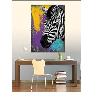 Kanvas Tablo Renkli Zebra Çizimi 50x70 cm
