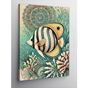 Kanvas Tablo Denizaltı Balık Ve Mercan Tasarımı 50x70 cm