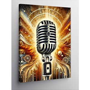 Kanvas Tablo Vintage Mikrofon Çizimi 50x70 cm
