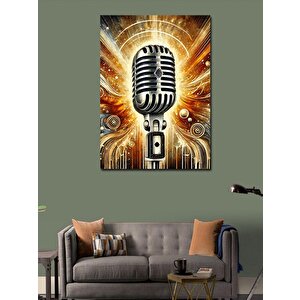 Kanvas Tablo Vintage Mikrofon Çizimi 50x70 cm