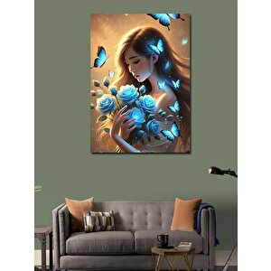 Kanvas Tablo Mavi Güllü Kadın 70x100 cm