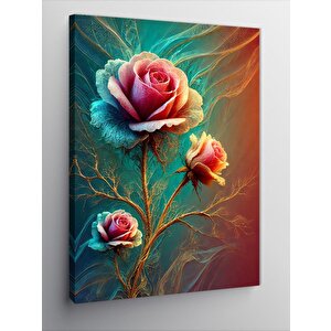 Kanvas Tablo Pembe Ve Mavi Gül 100x140 cm