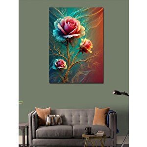 Kanvas Tablo Pembe Ve Mavi Gül 100x140 cm