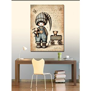 Kanvas Tablo Oyuncak Bebek Ve Tavşan 100x140 cm