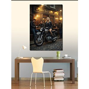 Kanvas Tablo Motorcu Kadın Ve Grup 70x100 cm