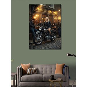 Kanvas Tablo Motorcu Kadın Ve Grup 70x100 cm