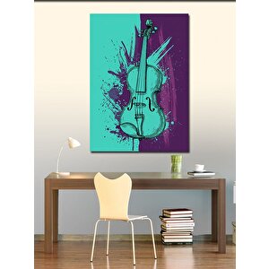 Kanvas Tablo Renk Sıçramış Keman 70x100 cm