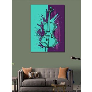 Kanvas Tablo Renk Sıçramış Keman 70x100 cm