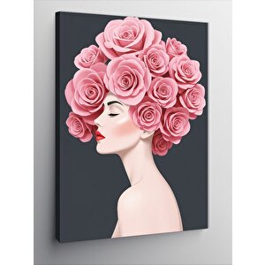 Kanvas Tablo Güllerden Yapılmış Kadın Saçı 70x100 cm