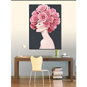 Kanvas Tablo Güllerden Yapılmış Kadın Saçı 70x100 cm