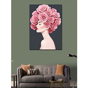 Kanvas Tablo Güllerden Yapılmış Kadın Saçı 70x100 cm