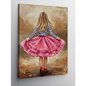 Kanvas Tablo Pembe Elbiseli Küçük Kız 50x70 cm
