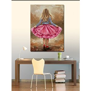 Kanvas Tablo Pembe Elbiseli Küçük Kız 50x70 cm