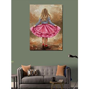 Kanvas Tablo Pembe Elbiseli Küçük Kız 50x70 cm