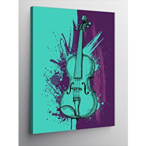 Kanvas Tablo Renk Sıçramış Keman 50x70 cm
