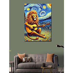 Kanvas Tablo Gitar Çalan Aslan 100x140 cm