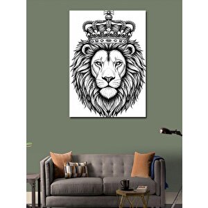 Kanvas Tablo Taçlı Aslan Çizimi 50x70 cm