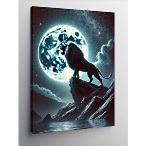 Kanvas Tablo Dolunayda Aslan Silüeti 50x70 cm