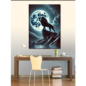 Kanvas Tablo Dolunayda Aslan Silüeti 50x70 cm