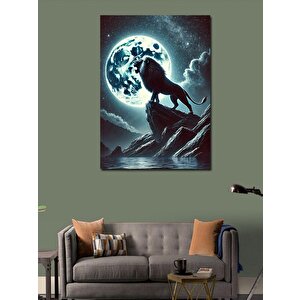 Kanvas Tablo Dolunayda Aslan Silüeti 50x70 cm