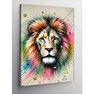 Kanvas Tablo Renkli Aslan Portresi 100x140 cm
