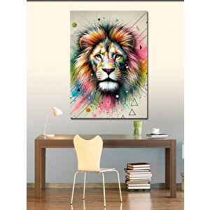 Kanvas Tablo Renkli Aslan Portresi 100x140 cm