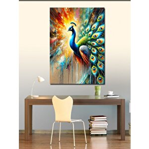 Kanvas Tablo Renkli Tüyleriyle Tavuskuşu 100x140 cm