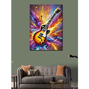 Kanvas Tablo Renk Patlaması Ve Elektrik Gitar 100x140 cm