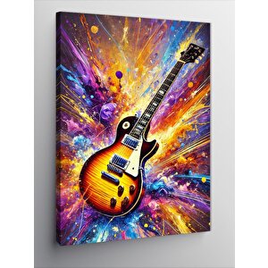 Kanvas Tablo Renk Patlaması Ve Elektrik Gitar 50x70 cm