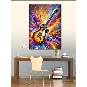 Kanvas Tablo Renk Patlaması Ve Elektrik Gitar 50x70 cm