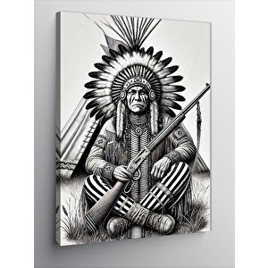 Kanvas Tablo Kızılderili Şef Figürü 100x140 cm