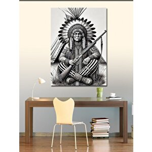 Kanvas Tablo Kızılderili Şef Figürü 100x140 cm