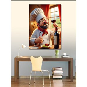 Kanvas Tablo Şarap Ve Şef 50x70 cm