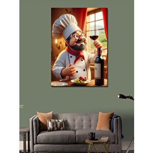 Kanvas Tablo Şarap Ve Şef 50x70 cm