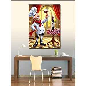 Kanvas Tablo Şarapla Şef Çizimi 70x100 cm