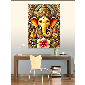 Kanvas Tablo Tanrı Ganesha Ve Lotus Çiçeği 70x100 cm