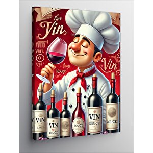 Kanvas Tablo Şarap Şefi Ve Fransız Zarafeti 70x100 cm