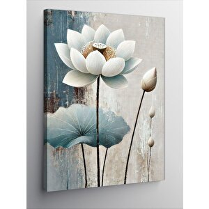 Kanvas Tablo Beyaz Lotus Çiçeği Ve Minimalist Huzur 50x70 cm
