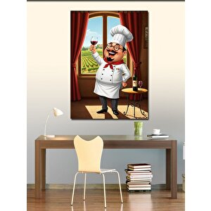 Kanvas Tablo Şarap Kadehi Tutan Şef 100x140 cm