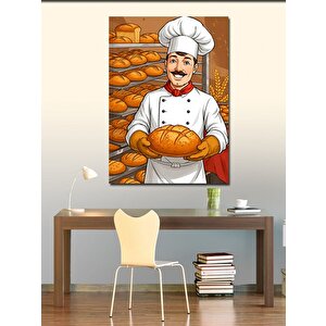 Kanvas Tablo Ekmek Tutan Şef Portresi 70x100 cm