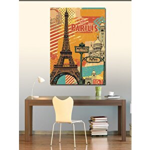 Kanvas Tablo Paris Ve Eyfel Posteri 100x140 cm