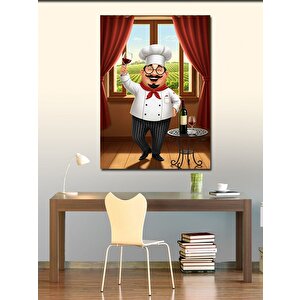 Kanvas Tablo Şef Ve Mutfağı Çizimi 50x70 cm