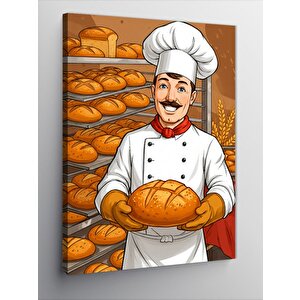 Kanvas Tablo Ekmek Tutan Şef Portresi 50x70 cm
