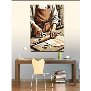Kanvas Tablo Hamur Açan Şef Figürü 100x140 cm