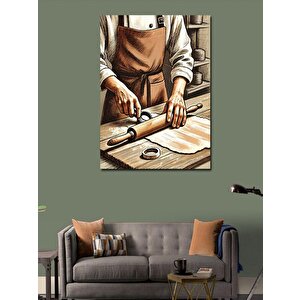 Kanvas Tablo Hamur Açan Şef Figürü 100x140 cm