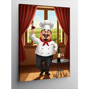 Kanvas Tablo Şef Ve Mutfağı Çizimi 70x100 cm