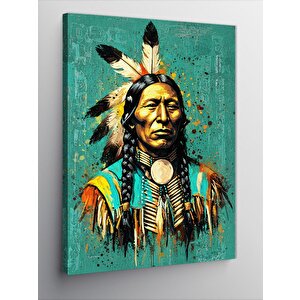 Kanvas Tablo Kızılderili Şef Portresi 100x140 cm