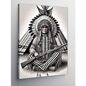 Kanvas Tablo Kızılderili Şefi Portresi 50x70 cm