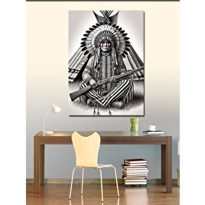 Kanvas Tablo Kızılderili Şefi Portresi 50x70 cm