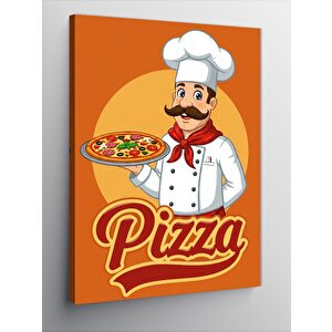 Kanvas Tablo Şef Ve Pizza Posteri 50x70 cm